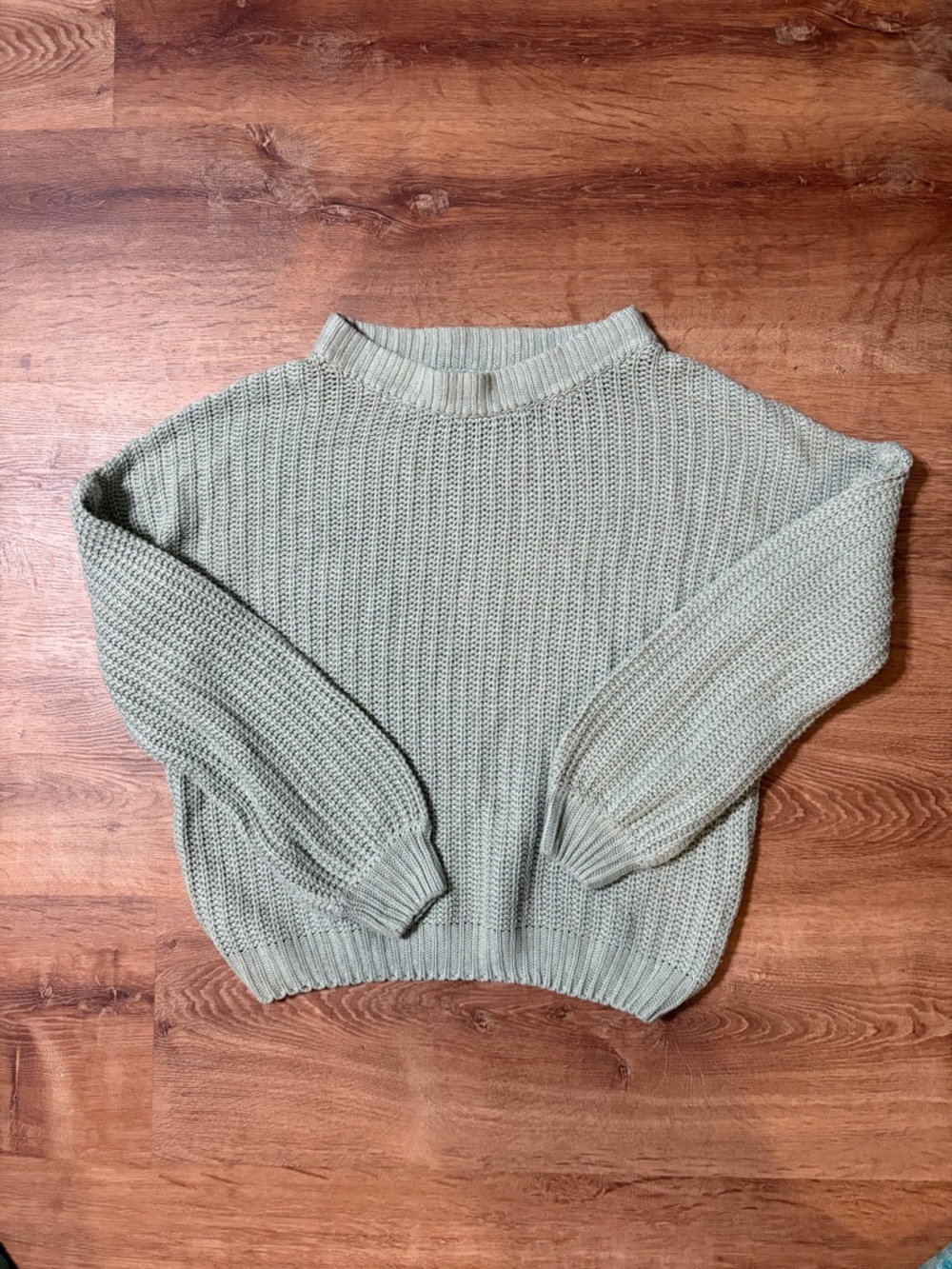 Cozy Sage Green Crewneck Knit Sweater